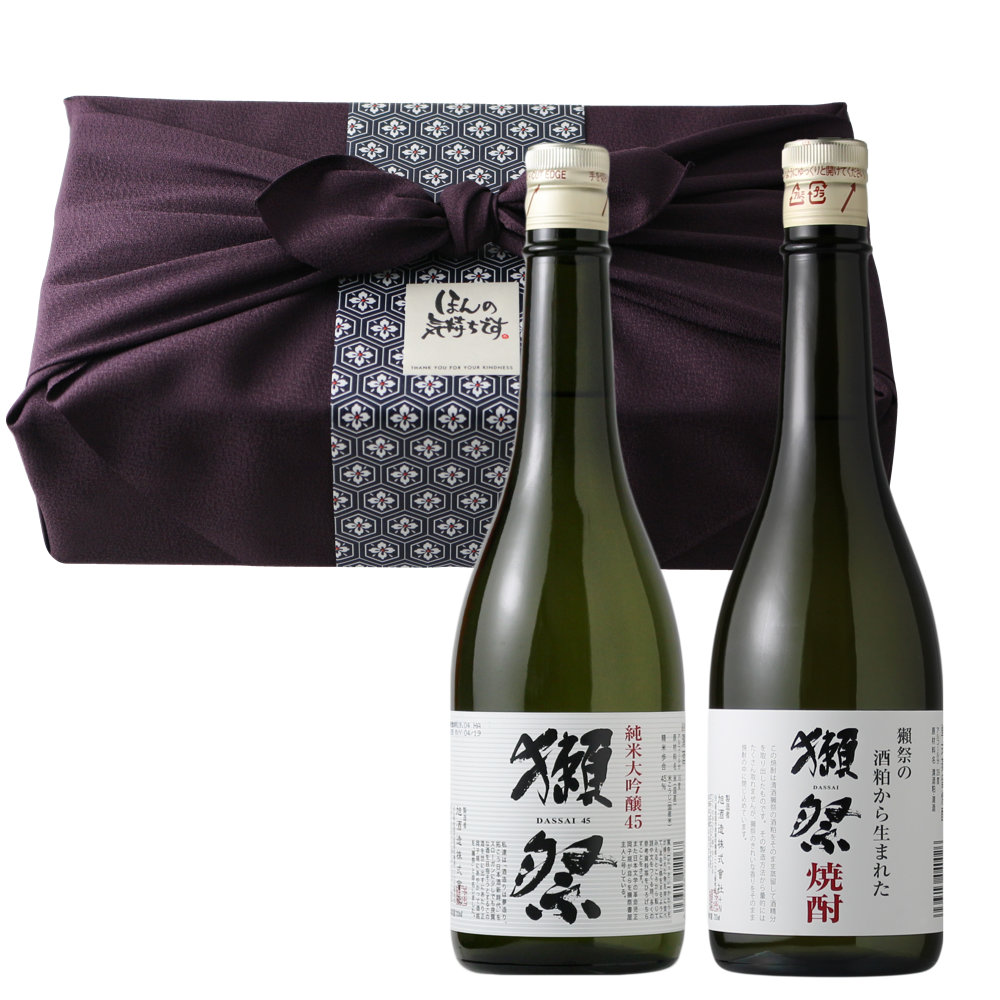 獺祭+焼酎カジュアルセット ふろしき包み（酒粕焼酎 日本酒 720ml 2本 獺祭焼酎 純米大吟醸45） - 酒舗 井上屋